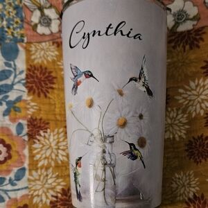 Personalized 'Cynthia' Hummingbird Floral Tumbler